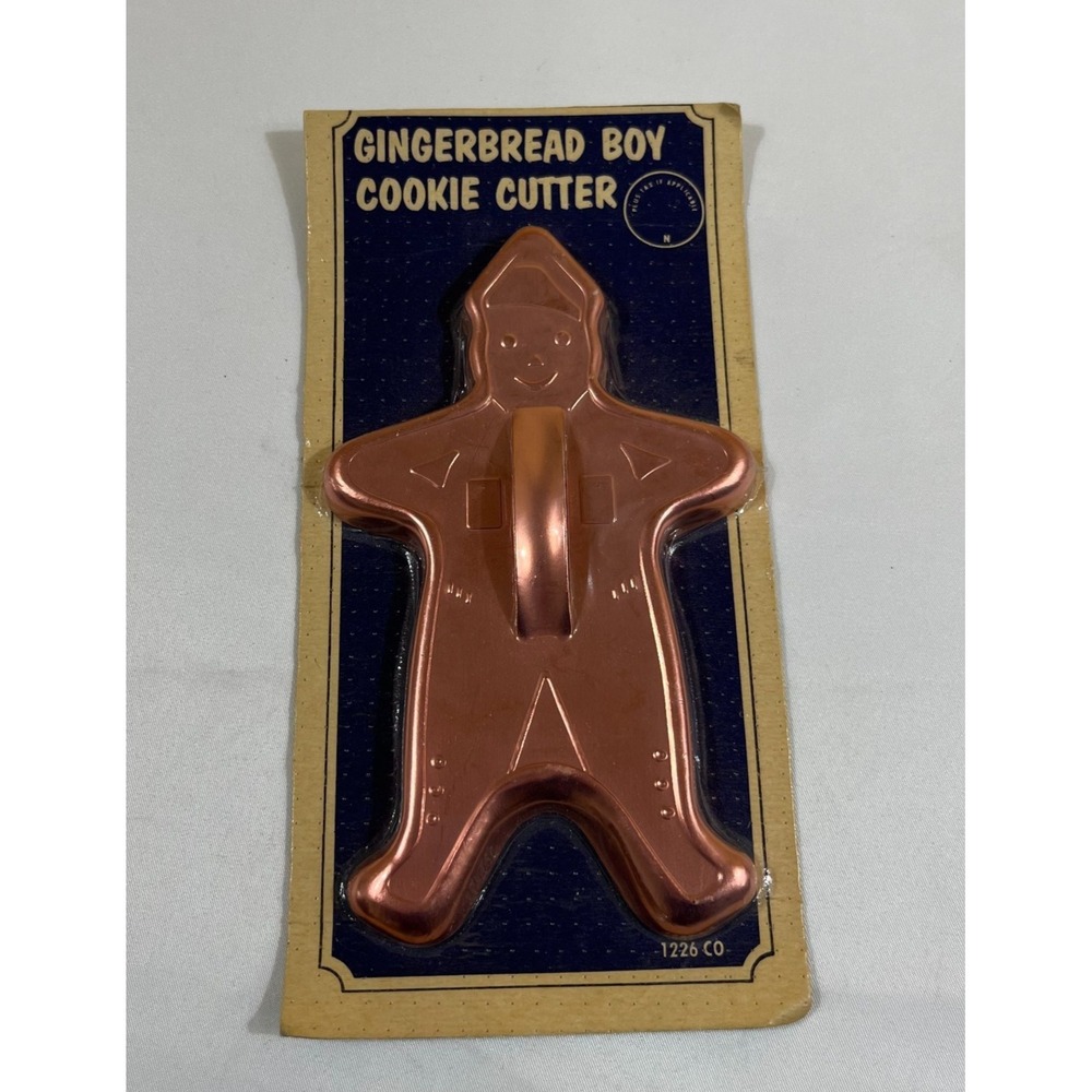 Vintage Copper Gingerbread Boy Cookie Cutter with Handle Metal 7" New in Package